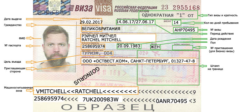 Как выглядит виза в Россию